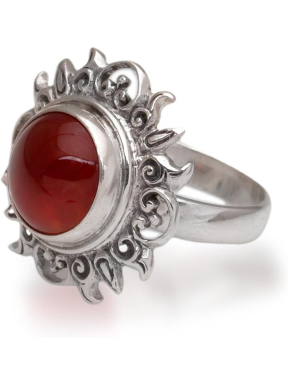 Handmade Artisan Carnelian Cocktail Ring | Unique Sun-Inspired Design